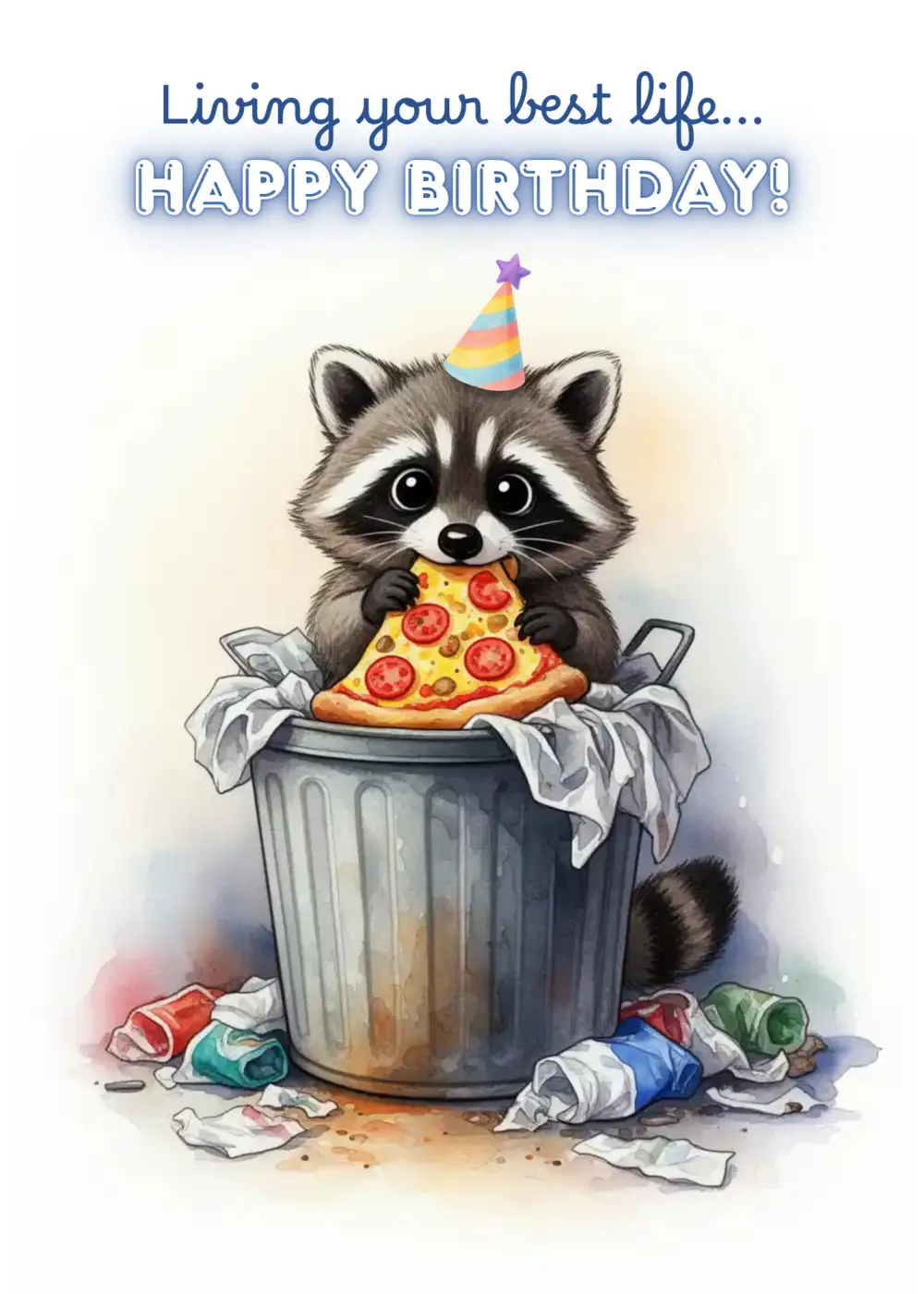 Free Funny Raccoon Birthday eCard – Living Your Best Life — Birthday eCard